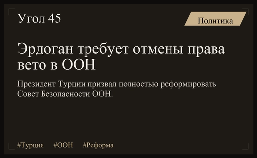 Президент Турции Реджеп Тайип Эрдоган выступил за радикальную реформу ООН