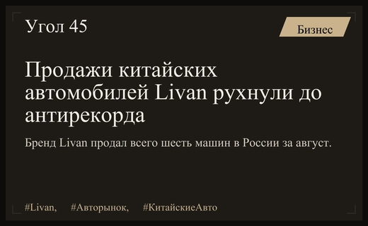 Кризис китайского бренда Livan: продажи кроссоверов в России упали до минимума