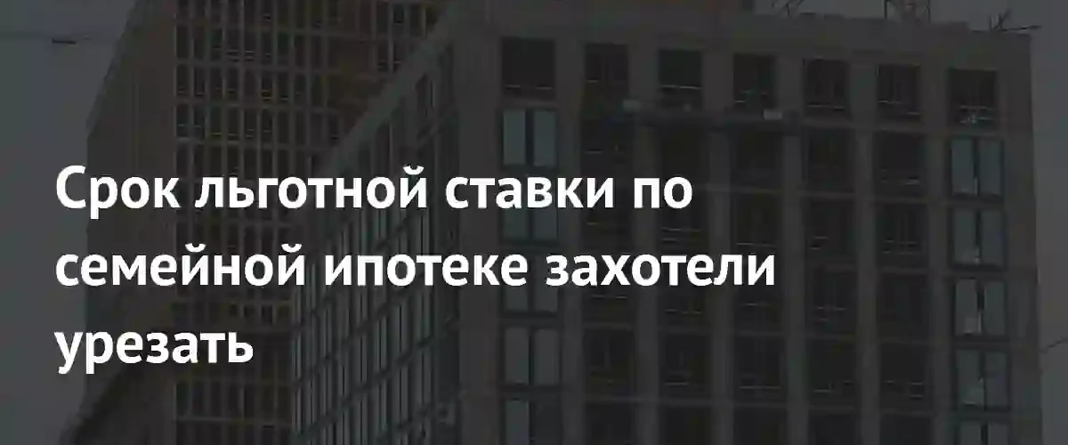 Срок субсидирования семейной ипотеки могут ограничить пятнадцатью годами
