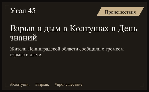 Громкий взрыв и столб дыма напугали жителей Колтушей в День знаний