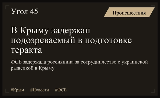 В Крыму задержан гражданин России по подозрению в госизмене и подготовке теракта