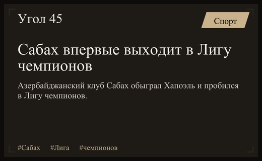 Исторический триумф азербайджанского Сабаха: клуб впервые пробился в Лигу чемпионов