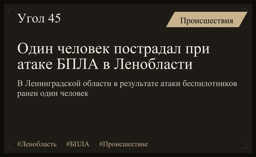 Атака беспилотников в Ленинградской области привела к ранению одного человека