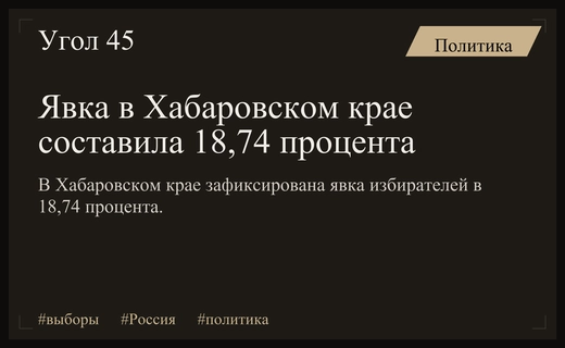 Старт масштабного голосования в России: явка в Хабаровском крае составила 18,74 процента