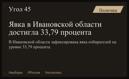 Старт масштабного голосования в России: явка в Ивановской области составила 33,79 процента