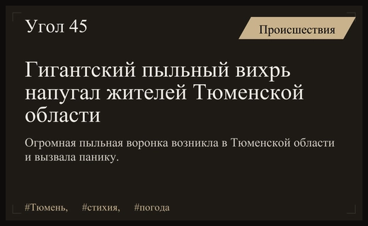 Стихийное бедствие в Тюменской области: гигантский пыльный вихрь напугал местных жителей