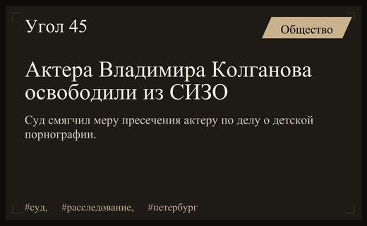 Суд освободил актера Владимира Колганова из СИЗО по делу о порнографии