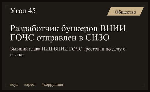Суд отправил в СИЗО бывшего главу разработчика защитных сооружений ВНИИ ГОЧС