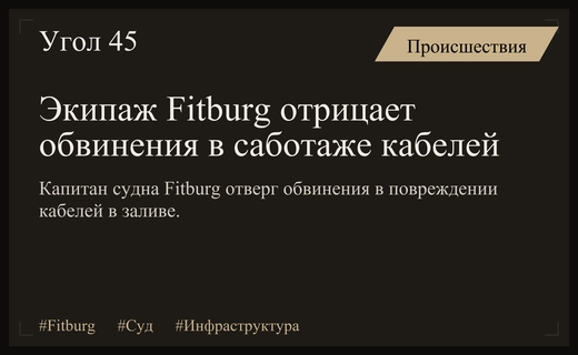 Суд в Хельсинки рассматривает дело о повреждении кабелей судном Fitburg