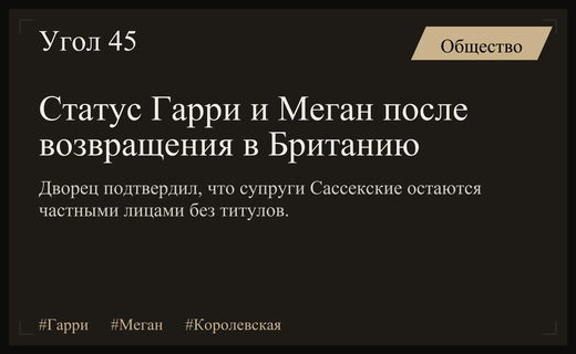 Букингемский дворец официально разъяснил статус принца Гарри и Меган Маркл