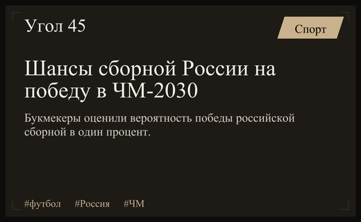 Букмекеры оценили шансы сборной России на победу в чемпионате мира 2030