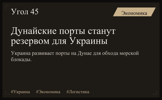 Дунайские порты станут ключевым логистическим резервом Украины в условиях блокады