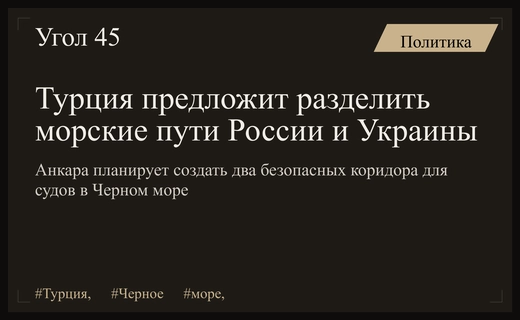 Турция планирует создать раздельные коридоры безопасности для судов России и Украины