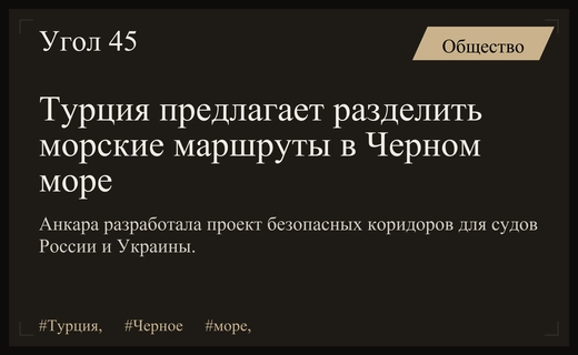 Турция предложила разделить маршруты российских и украинских судов в Черном море