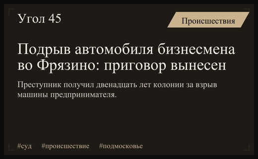 Двенадцатилетний срок за подрыв автомобиля предпринимателя во Фрязино в Подмосковье
