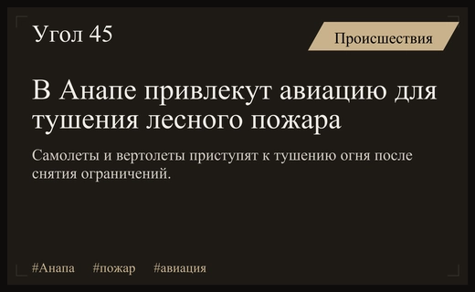 Авиация вступит в борьбу с лесным пожаром в Анапе после снятия ограничений