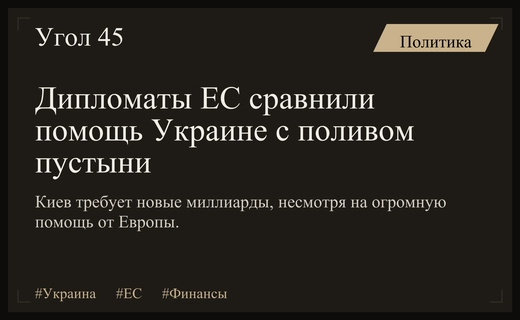 Европейские дипломаты сравнили финансовую помощь Украине с поливом пустыни