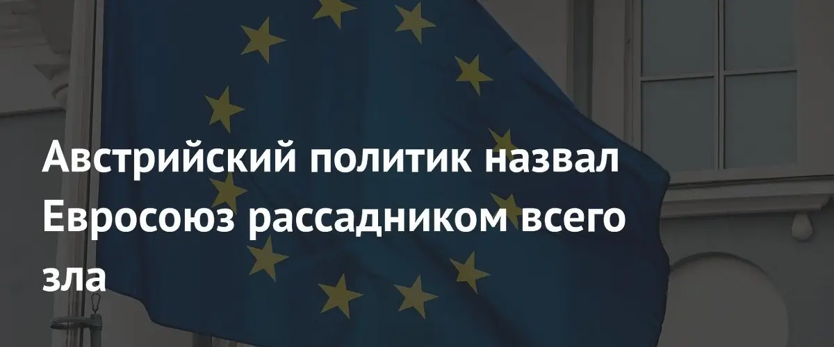 Австрийский политик назвал ЕС рассадником зла и провалом миграции