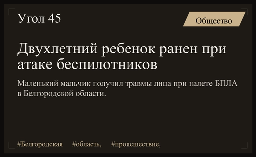 Двухлетний ребенок пострадал при атаке беспилотников на Белгородскую область