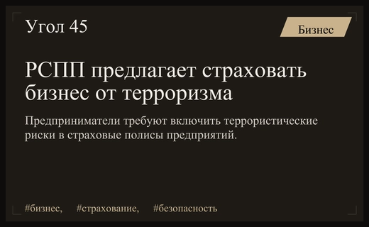 РСПП выступил за страхование бизнеса от террористических угроз и беспилотников