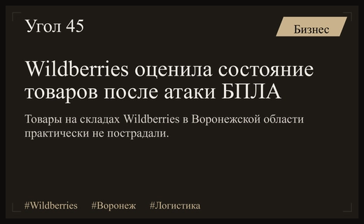 Wildberries оценила ущерб товарам после атаки беспилотников на склады в Воронежской области