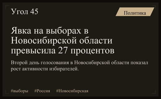 Выборы в Новосибирской области: явка во второй день превысила 27 процентов