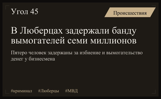 В Люберцах задержаны пятеро подозреваемых в жестоком вымогательстве семи миллионов рублей