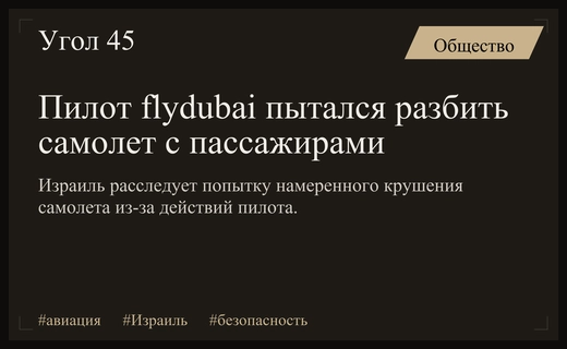 Израиль расследует попытку авиакатастрофы самолета flydubai из-за действий пилота